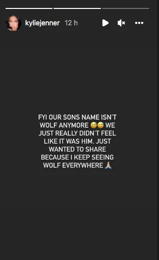 Kylie Jenners post announcing to her fans that her newborn son's name won't be Wolf